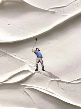  kunst - Snow Golf on Snowfield Wandkunst Sport White Zimmerdekoration von Messer 01 Detailtextur